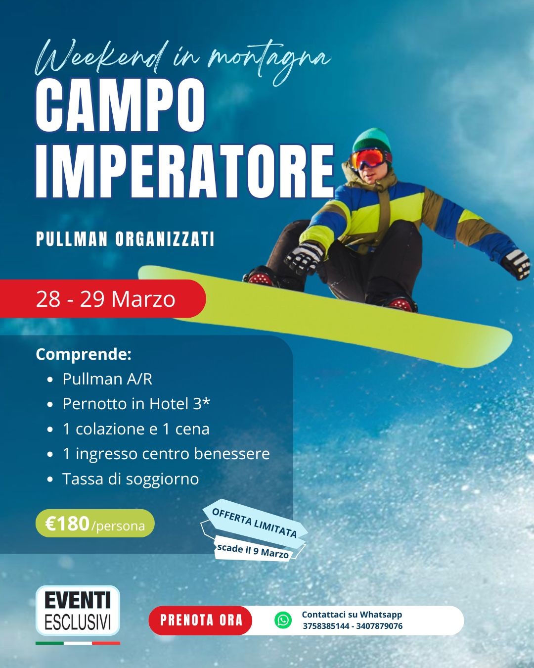 Weekend in Montagna a Campo Imperatore "28&amp;29 Marzo 2026" HOTEL 🏩 + BUS 🚌 + SPA 💆🏻‍♀️