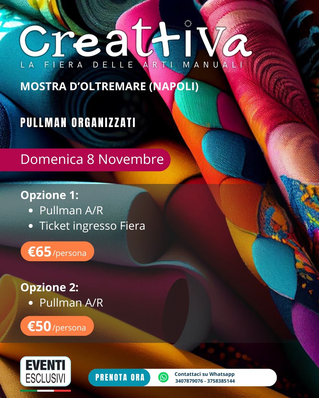 Creattiva "Domenica 8 Novembre 2026" 🚌 Pullman Organizzati
