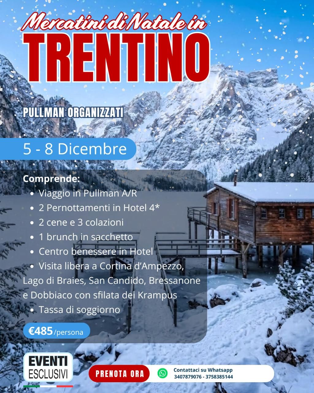 MERCATINI DI NATALE IN TRENTINO 🎄🤶🏻 "Dal 5 all'8 Dicembre 2026" 🚌 Pullman Organizzati