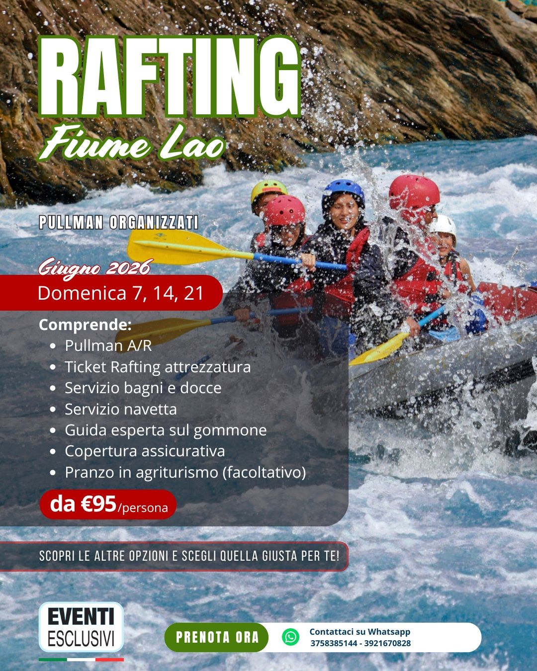 RAFTING SUL FIUME LAO 🚣 "DOMENICA 7/14/21 GIUGNO 2026" 🚐 Pullman Organizzati