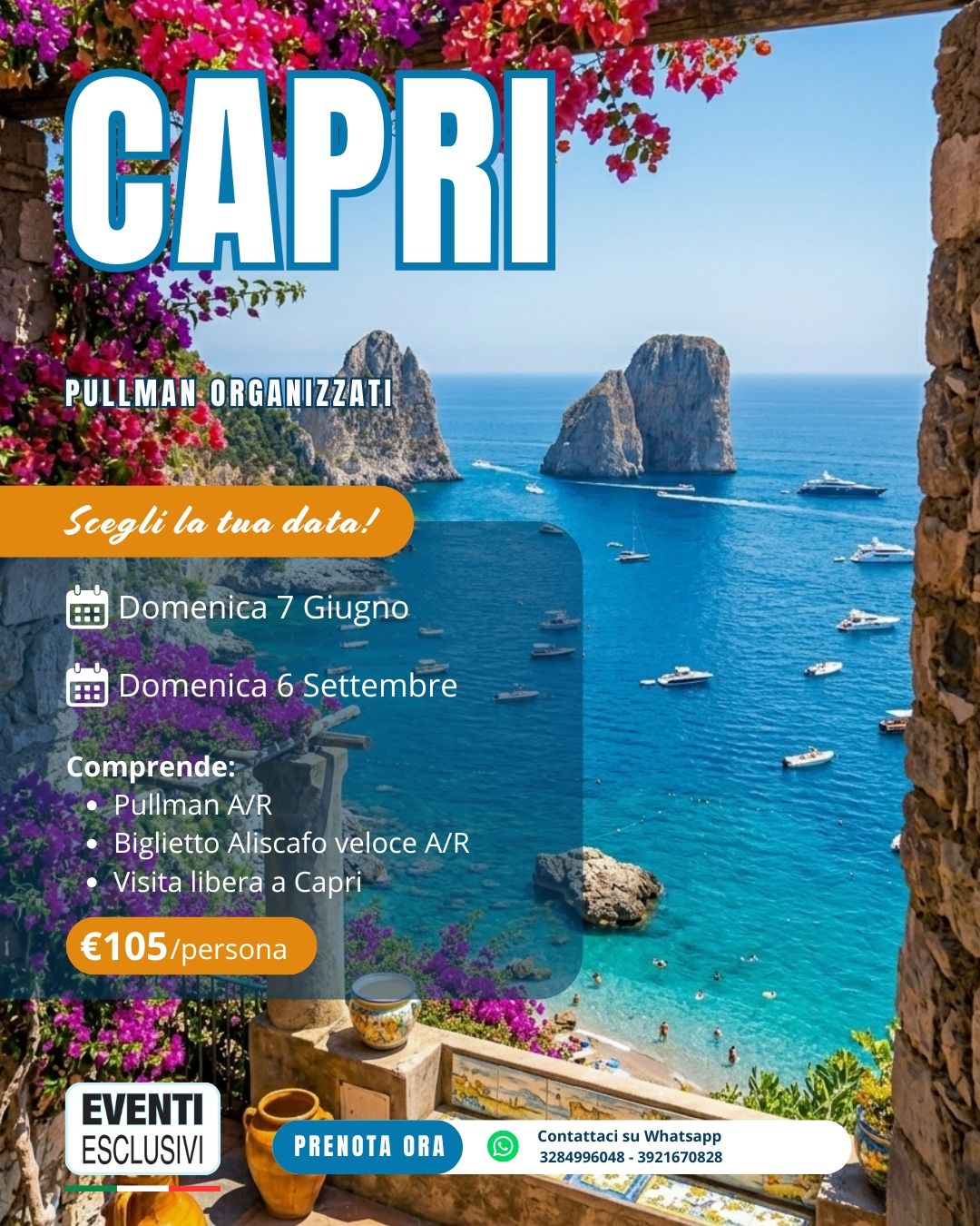 DOMENICA A CAPRI ☀️ "Domenica 7 Giugno &amp; 6 Settembre 2026" 🚌 Pullman Organizzati