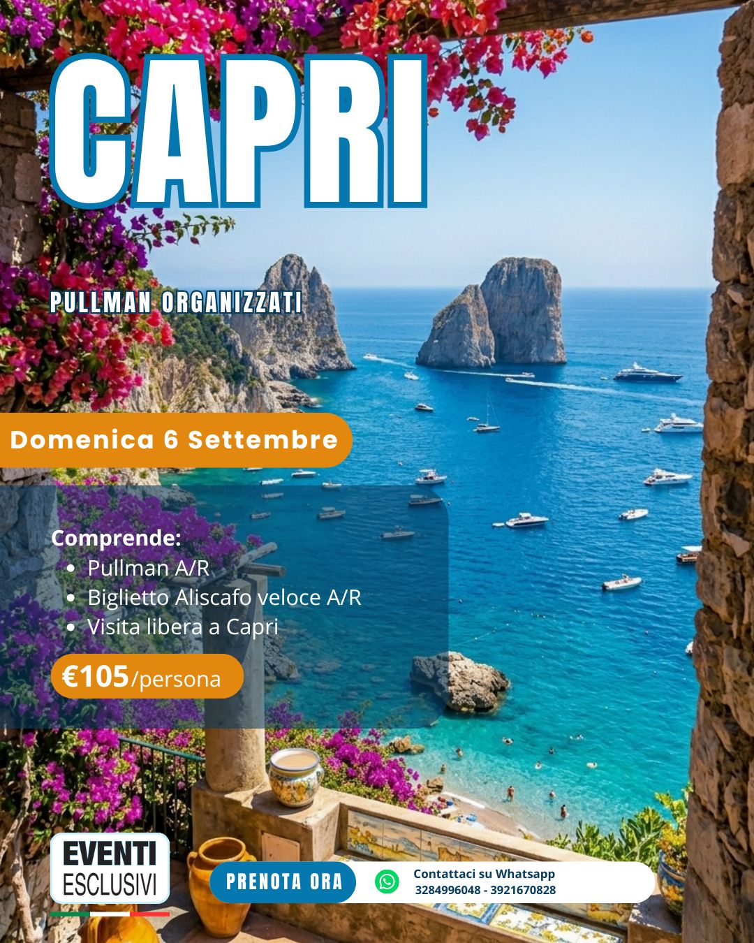 DOMENICA A CAPRI ☀️ "Domenica 6 Settembre 2026" 🚌 Pullman Organizzati
