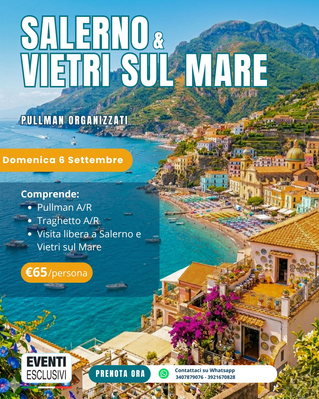 SALERNO &amp; VIETRI SUL MARE ⛵☀️ "Domenica 6 Settembre 2026" 🚌 Pullman Organizzati