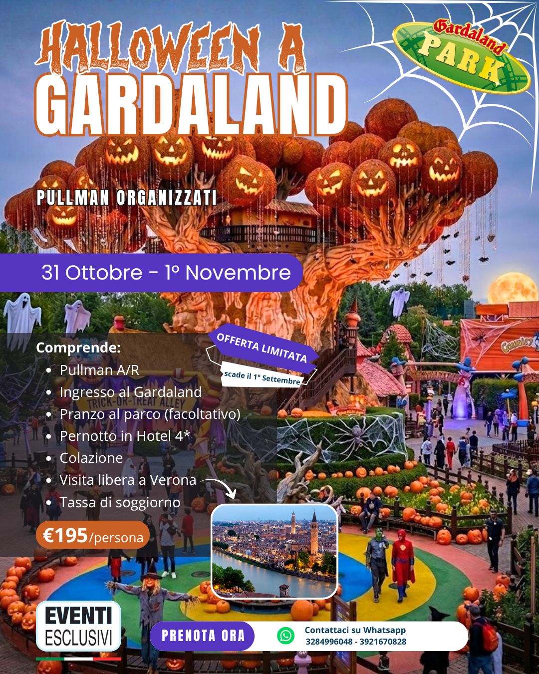 HALLOWEEN GARDALAND E VERONA 🎢🎃  "31 OTTOBRE &amp; 1 NOVEMBRE 2026" 🚌 Pullman Organizzati