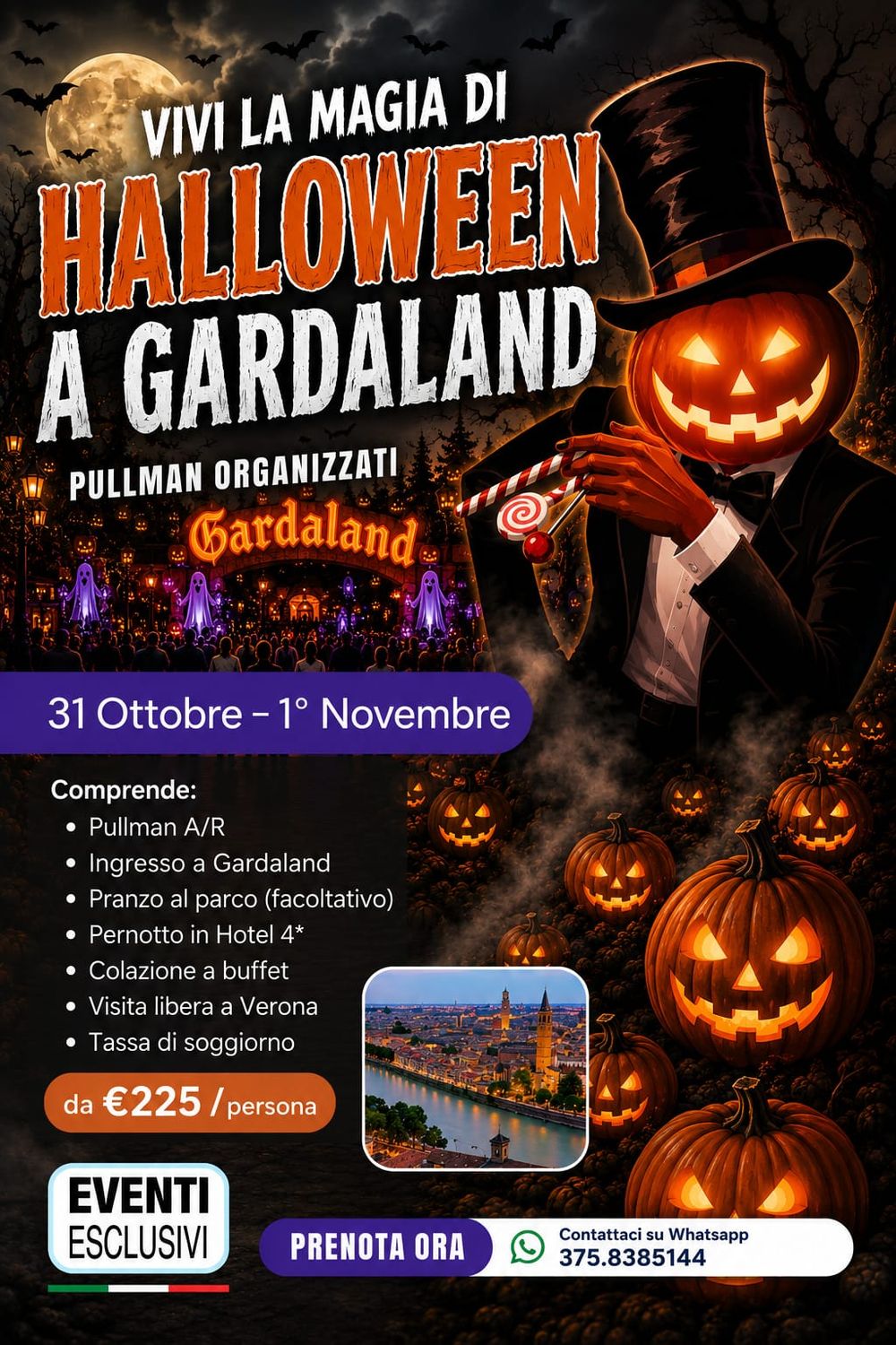 HALLOWEEN GARDALAND E VERONA 🎢🎃  "31 OTTOBRE &amp; 1 NOVEMBRE 2026" 🚌 Pullman Organizzati