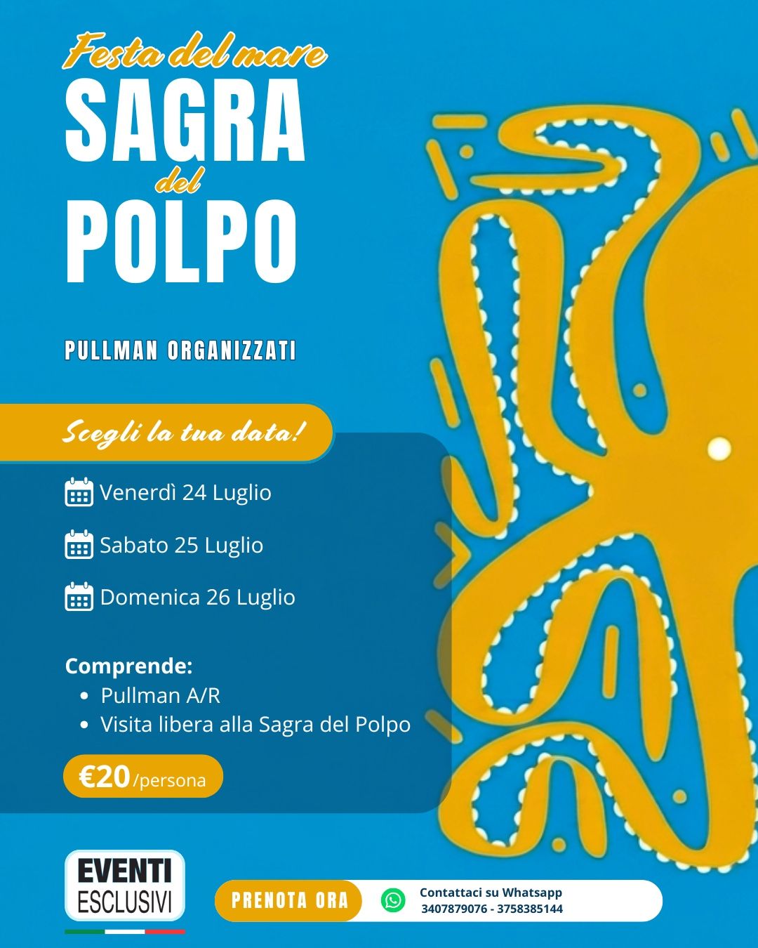 SAGRA DEL POLPO A MOLA DI BARI 🐙⚓  “24/25/26 Luglio 2026" 🚌 Bus Organizzati