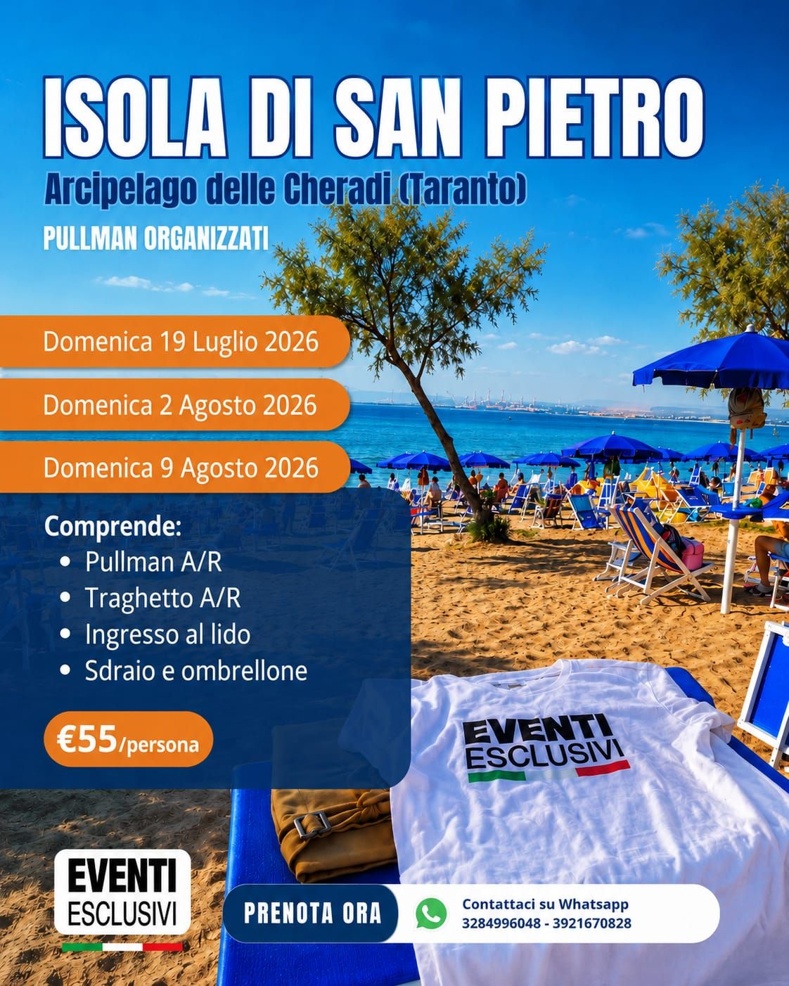 ISOLA DI SAN PIETRO 🏝️⛱️☀️ "Domenica 19 Luglio &amp; 2-9 Agosto 2026" 🚌 Pullman Organizzati