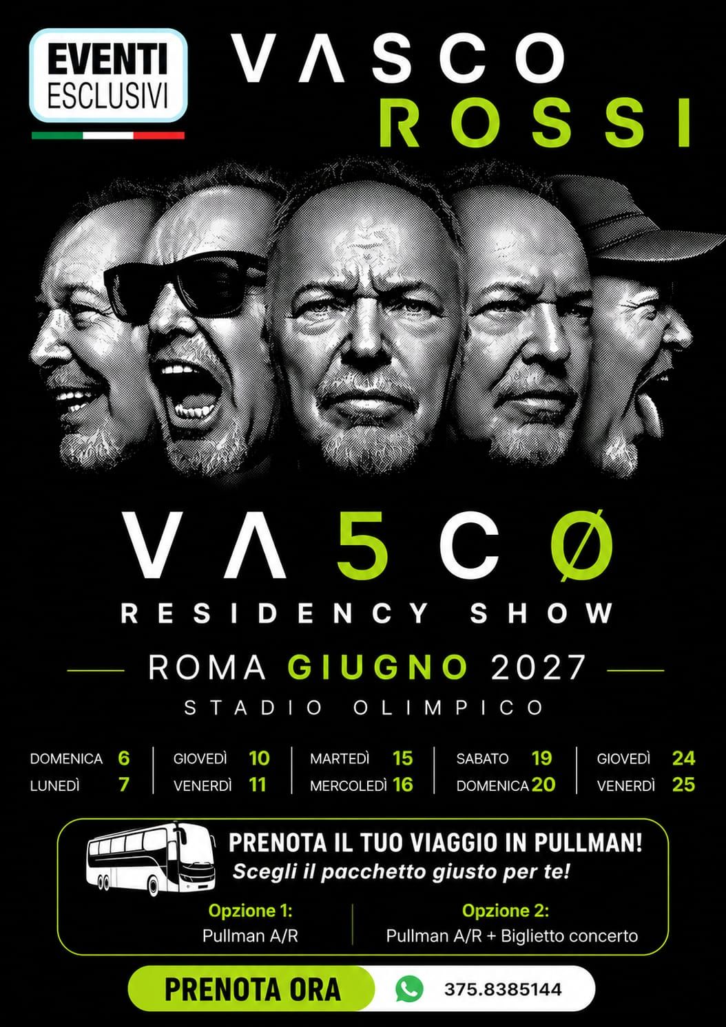 VASCO 👨🏻‍🎤  "Giugno 2027" Roma - Pullman organizzati 🚌