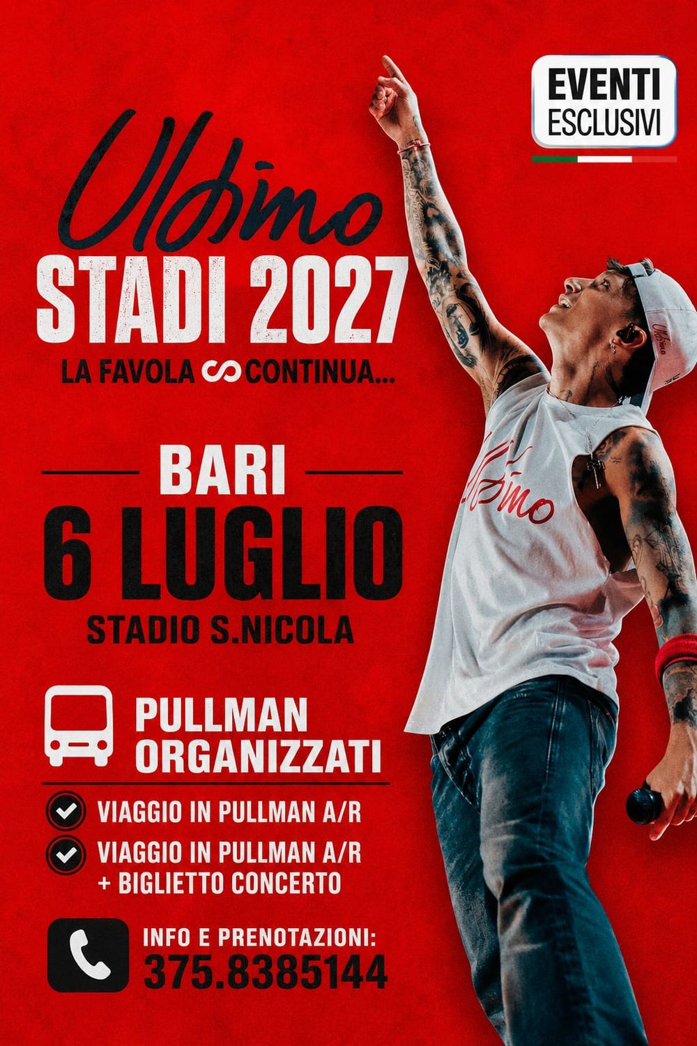 ULTIMO 👨🏻‍🎤 "6 Luglio 2027" Bari - Pullman organizzati 🚌