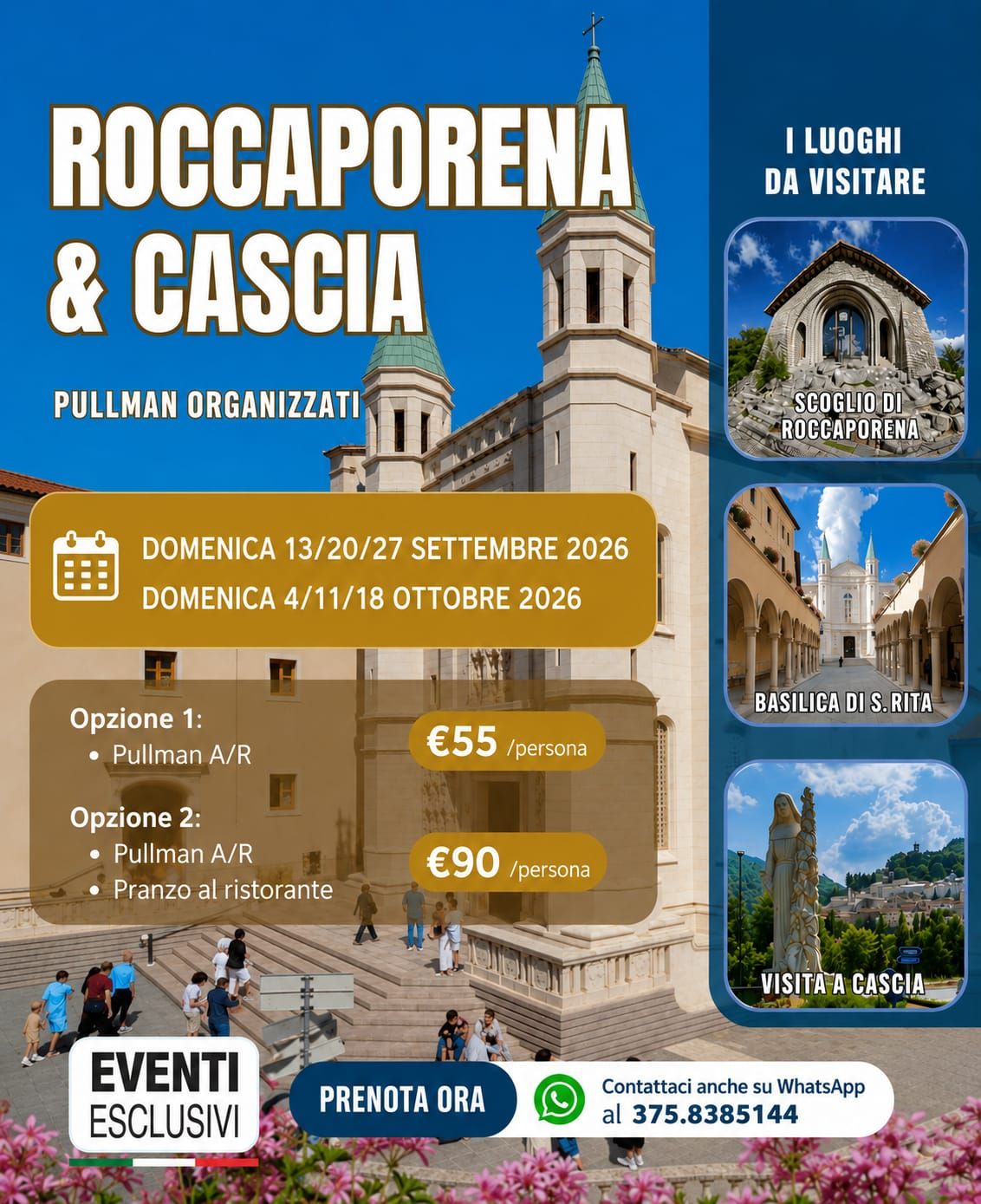 Santa Rita da Cascia &amp; Roccaporena 🌹"Settembre &amp; Ottobre 2026" 🚌 Pullman Organizzati