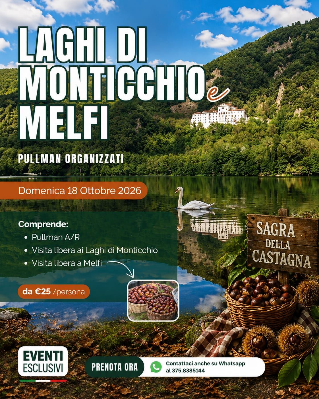 Laghi di Monticchio &amp; Sagra della Varola a Melfi 🌰 "Domenica 18 Ottobre 2026" Pullman Organizzati