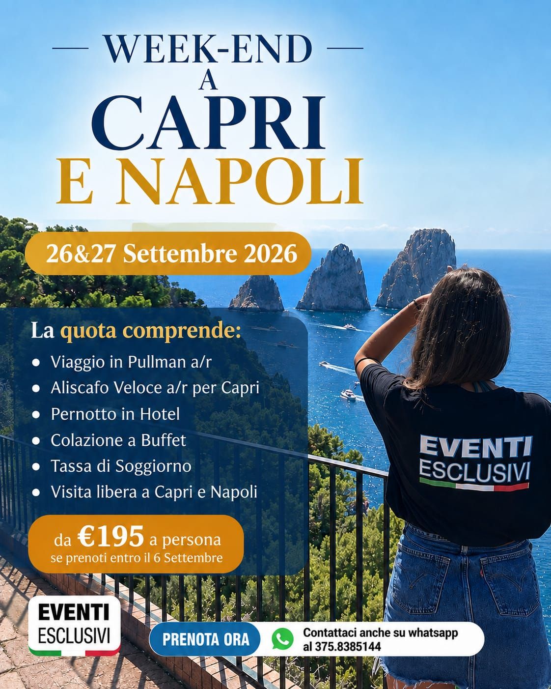 WEEK-END CAPRI &amp; NAPOLI ⛵☀️"26&amp;27 Settembre 2026" 🚌 Pullman Organizzati