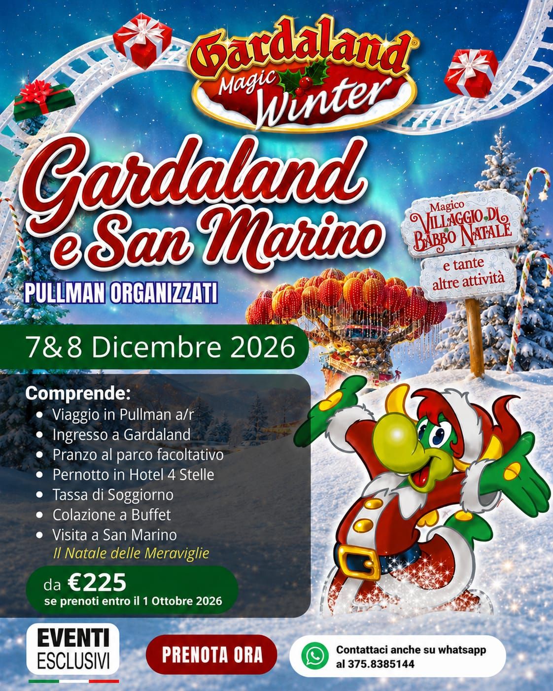 IMMACOLATA GARDALAND &amp; SAN MARINO 🎠🎄🎁 "7&amp;8 DICEMBRE 2026" 🚌 Pullman Organizzati