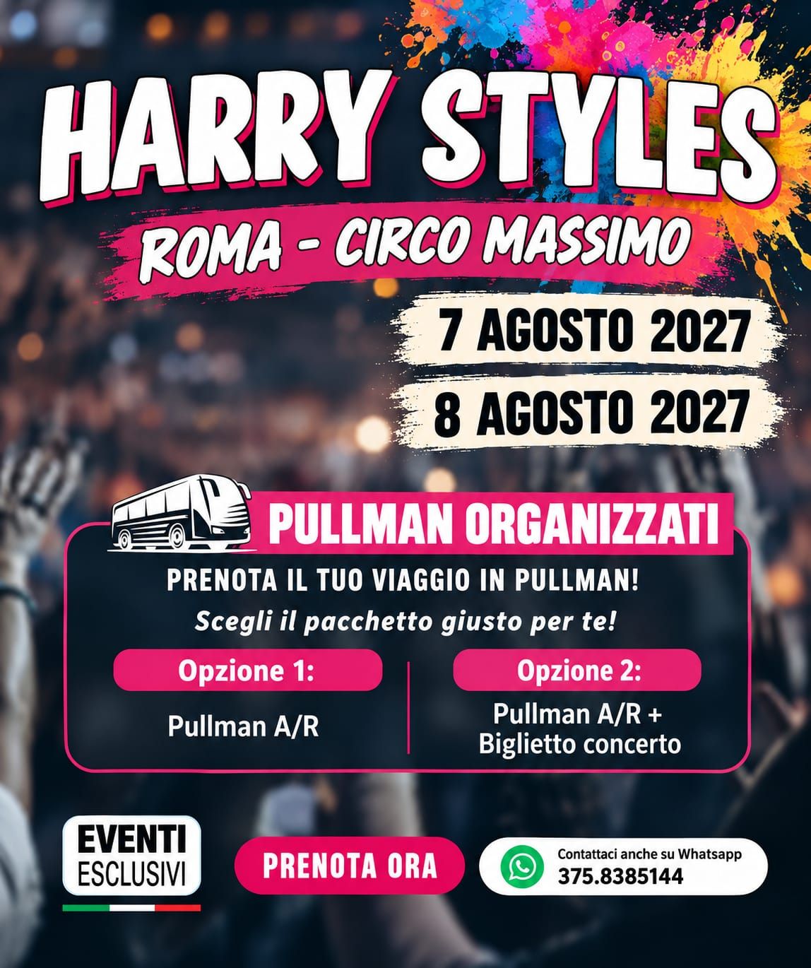 HARRY STYLES 🎶 “7&amp;8 Agosto 2027” Roma - Pullman Organizzati 🚌