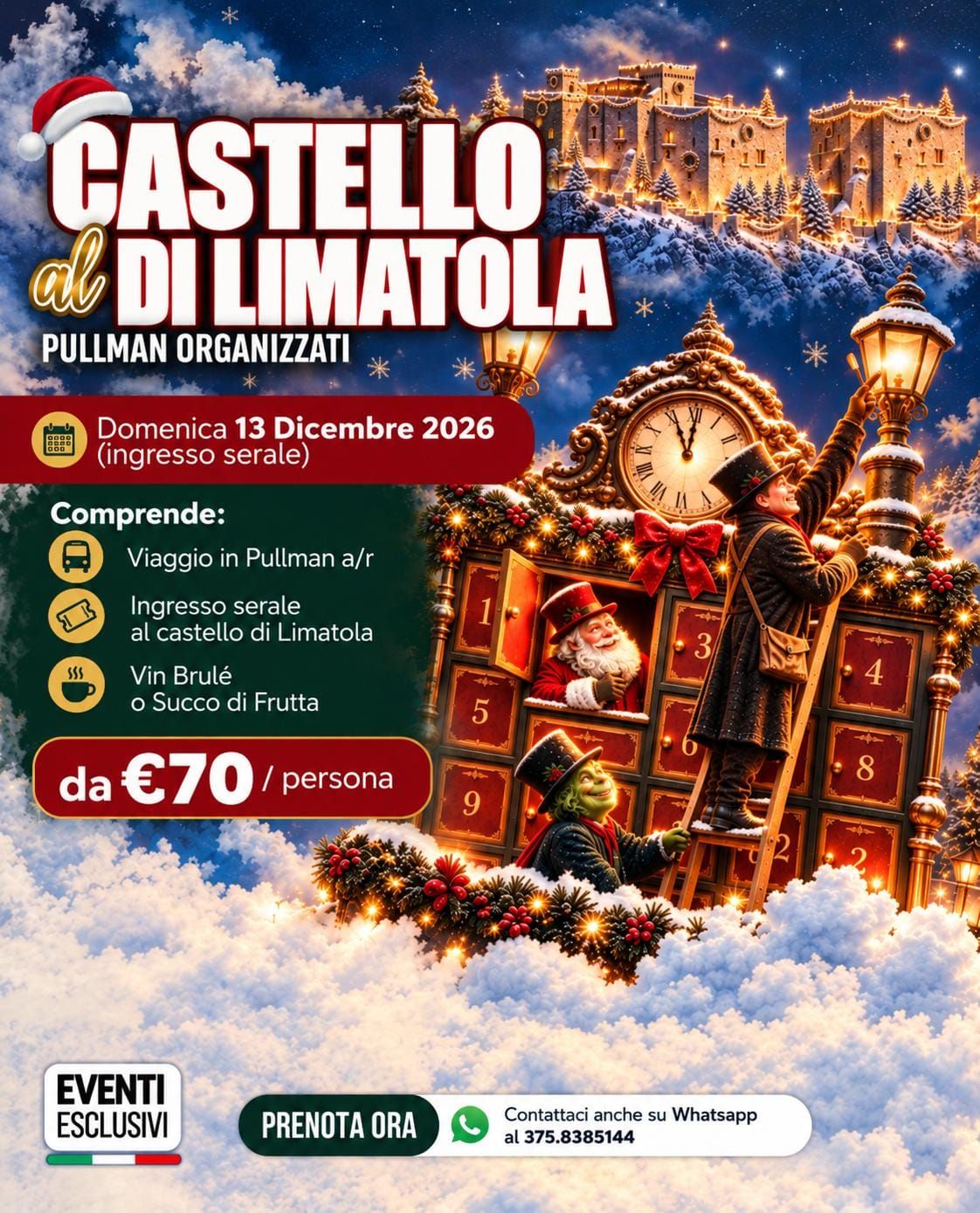 ​CASTELLO DI LIMATOLA 🏰✨"Domenica 13 Dicembre 2026" 🚌 Pullman Organizzati