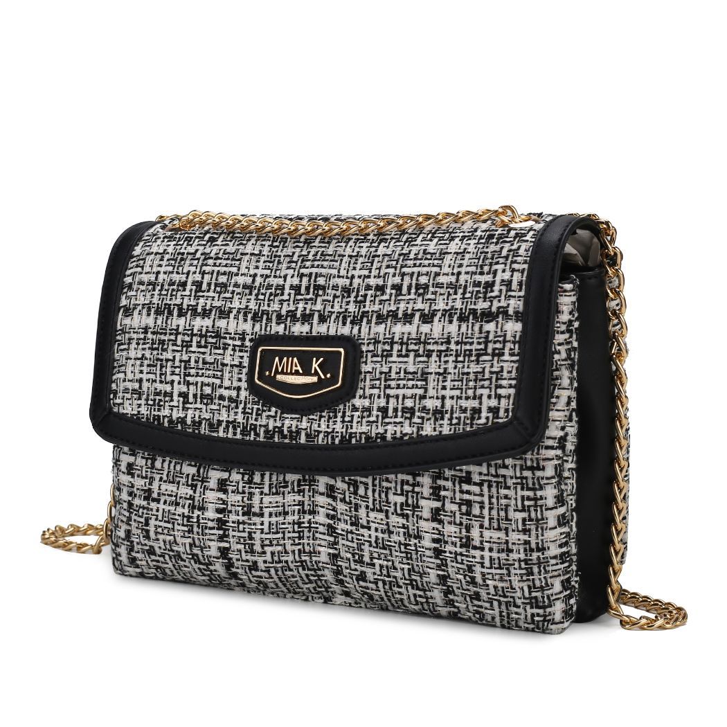 Mackenzie Shoulder Handbag Tweed Vegan Leather Women  , Color: Black