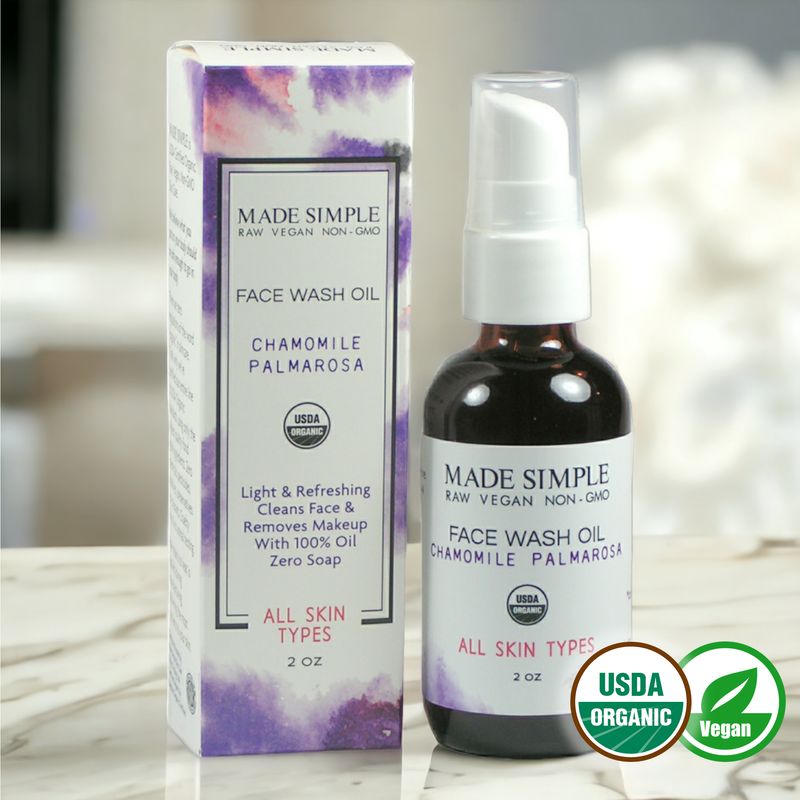 FACE WASH - Chamomile Palmarosa - Certified Organic &amp; Vegan