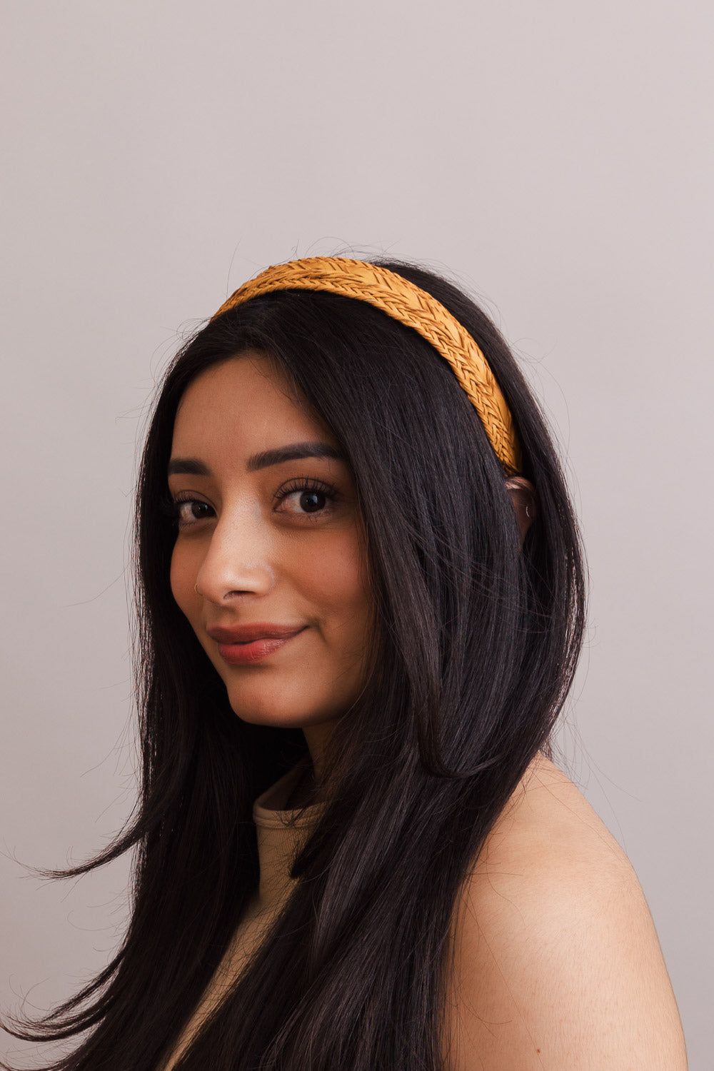 Stylish Vegan Leather Hair Accessory – Perfect for Any Look, Color: Mustard