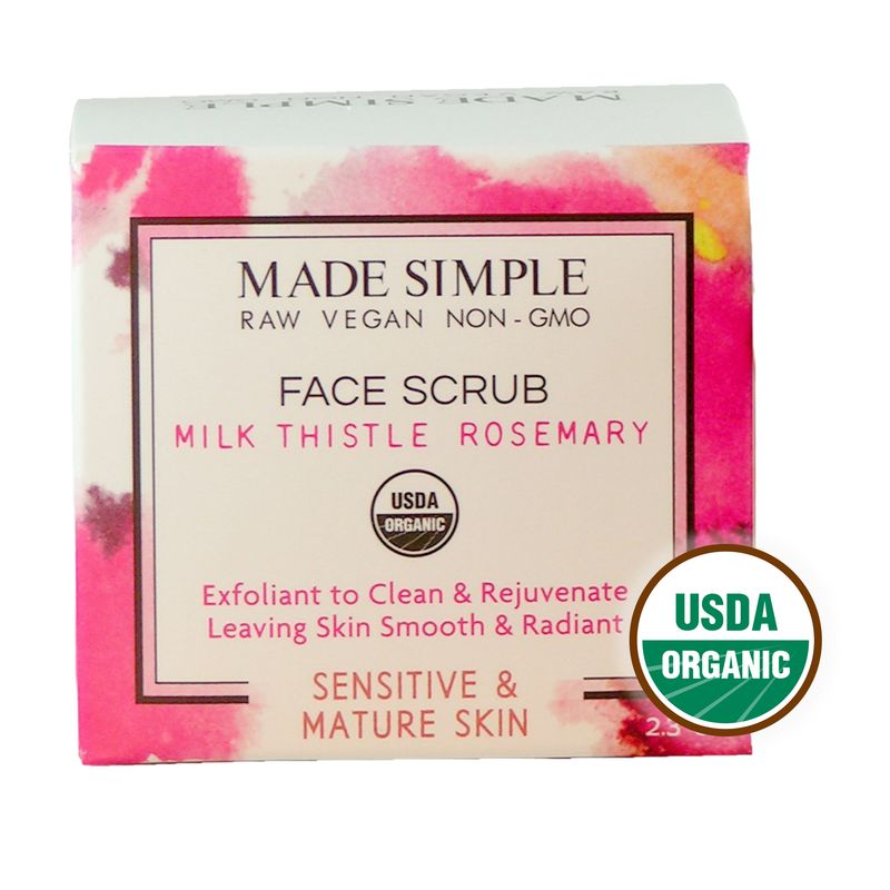 FACE SCRUB - Milk Thistle Rosemary for Mature Skin - Organic &amp; Vegan