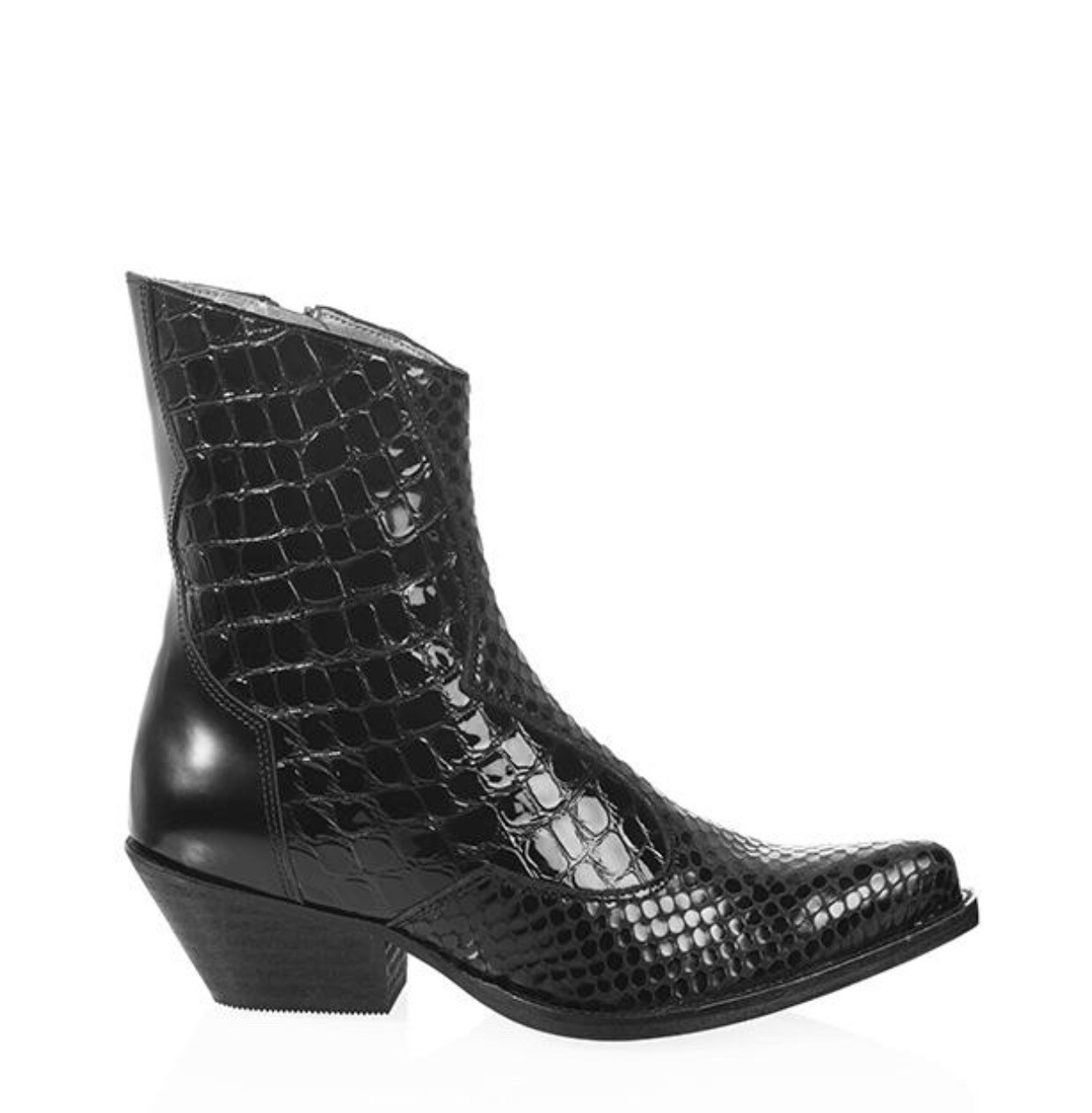 Dwrs Milazzo Enkellaarsjes | Verniz Croco Black (outlet)