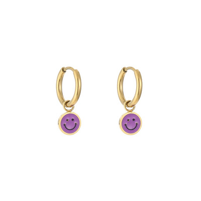 Las Lunas Earrings Smiley Purple - Gold