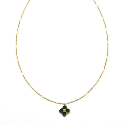 Zag Bijoux Chain Klavertjevier Green Sparkle | Gold