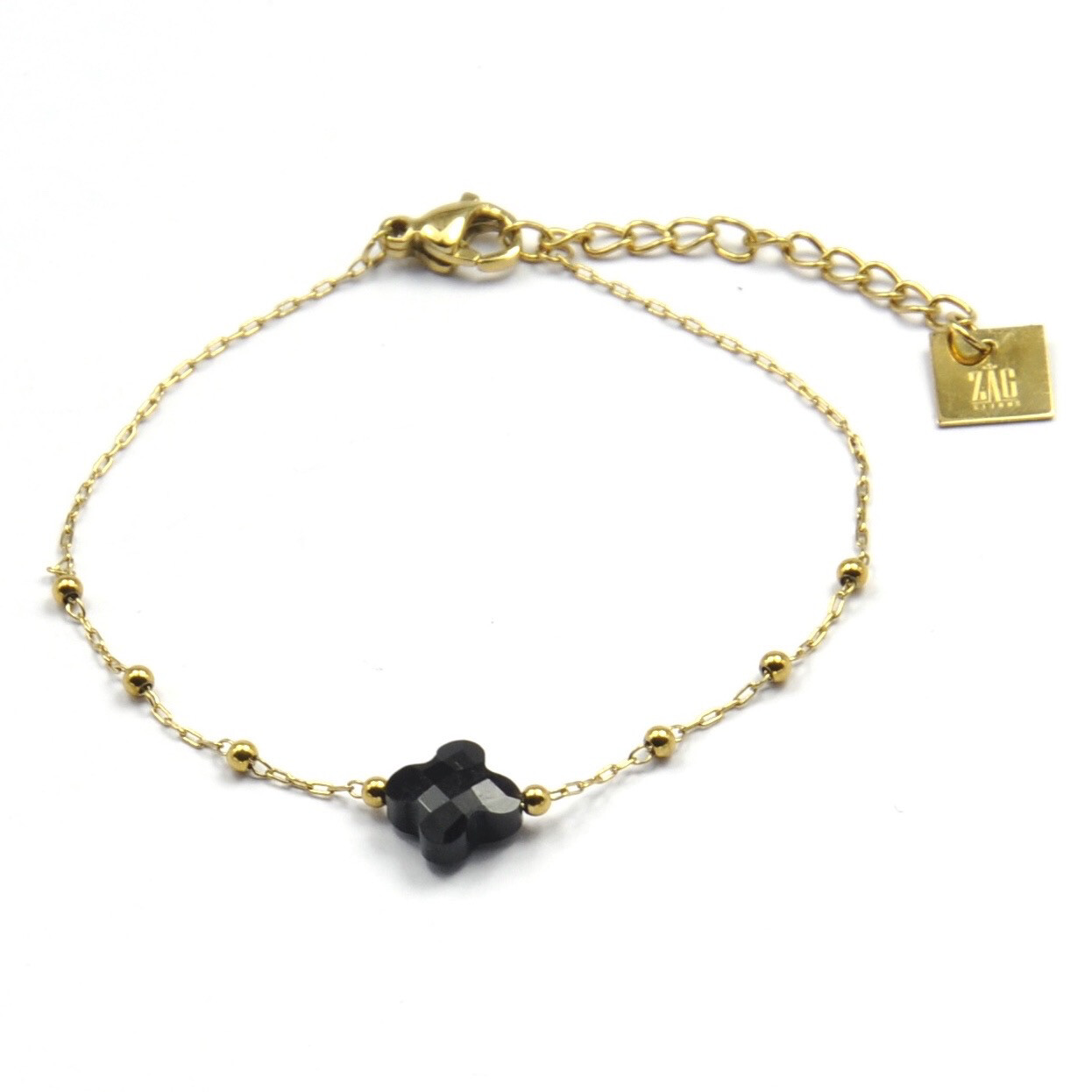 Zag Bijoux Bracelet Klavertjevier Black - Gold