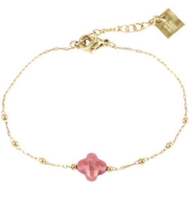 Zag Bijoux Bracelet Klavertjevier Pink - Gold