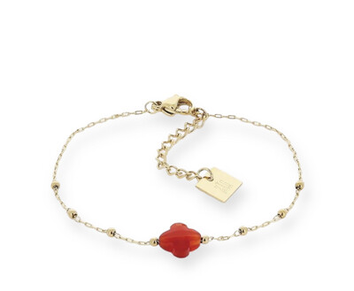 Zag Bijoux Bracelet Klavertjevier Red - Gold
