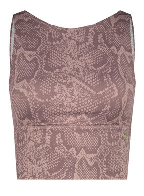 House Of Gravity Cross Crop Top with Bra - Mauve Snake House Of Gravity Cross Crop Top with Bra - Mauve Snake
