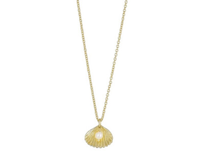 Pure By Nat Chain Shell With Pearl - Gold