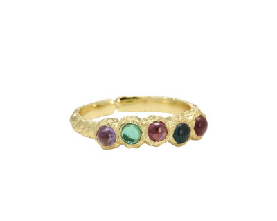 Pure By Nat Ring Multi-Coloured Natural Stones - Gold