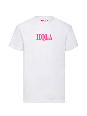 Shirt Wanted Pink Velvet Hola Chica - White