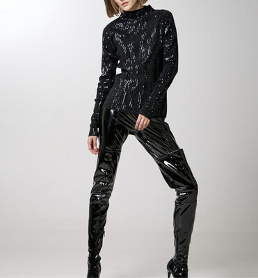 Access Knitted Sequin Blouse - Black