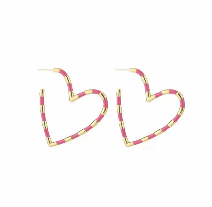 Las Lunas Earrings Heart Big - Pink