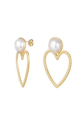 Las Lunas Earrings Pearl Love - Gold & Silver