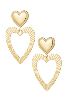 Las Lunas Earrings Dubbel Heart - Gold