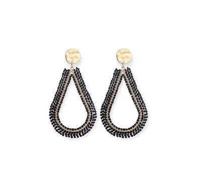 Las Lunas Earrings Miyuki Beads - Black