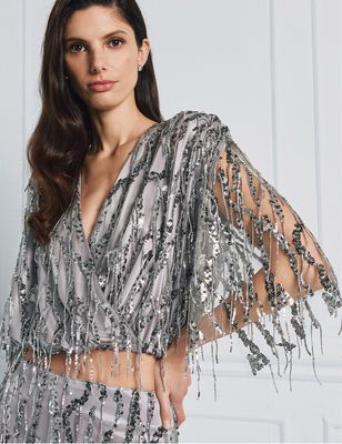 Access Top Sequin Fringe - Silver