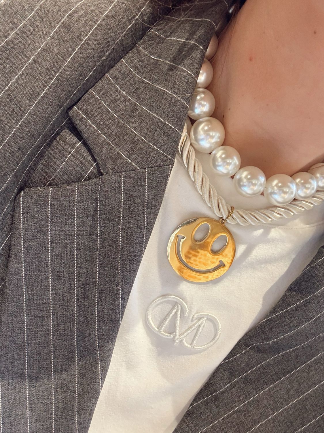 Chain Big Smiley - Beige