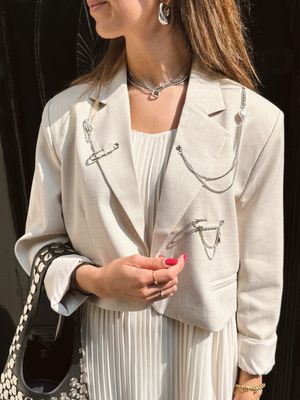 Refined Department Cropped Blazer Niv - Ecru