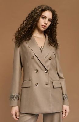 Access Blazer Double-Breasted Striped With Rhinestones
