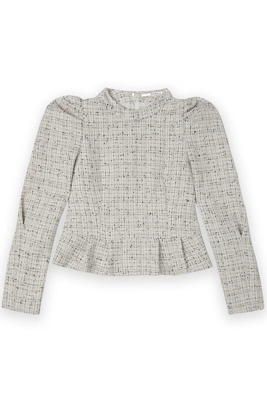 Homage Top Tweed Peplum - Off White