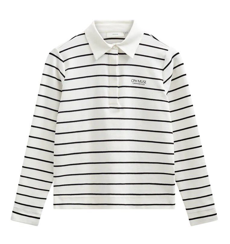 Copenhagen Muse Polo With Stripes In Black And White