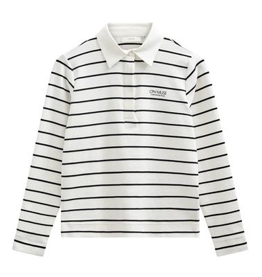 Copenhagen Muse Polo With Stripes In Black And White