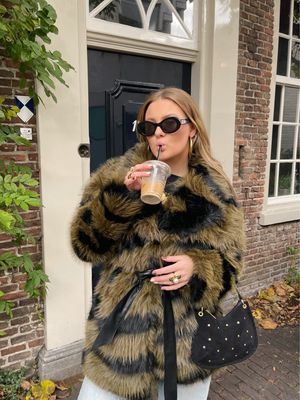 Copenhagen Muse - Faux Fur Jacket Green/Black