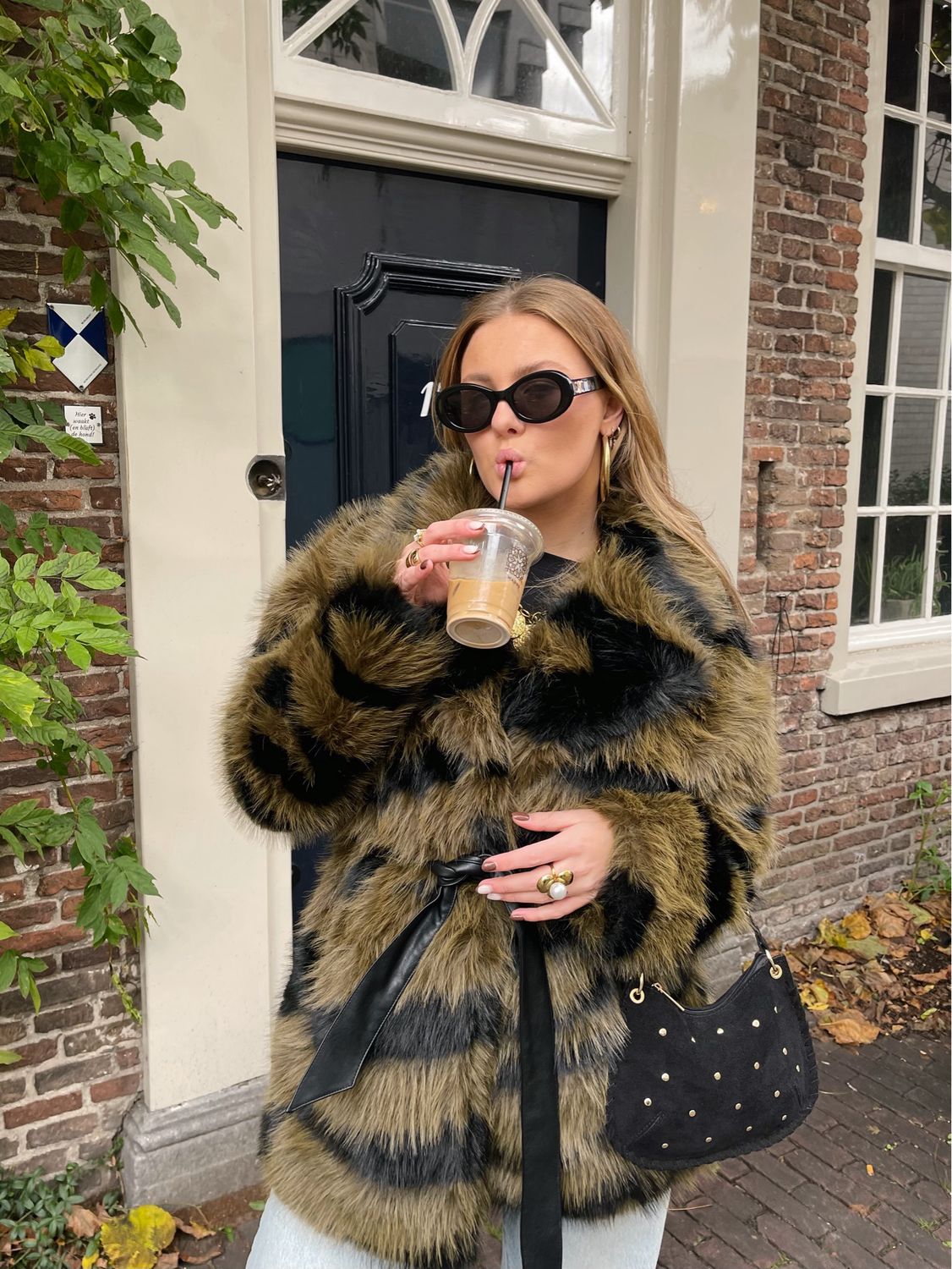 Copenhagen Muse - Faux Fur Jacket Green/Black