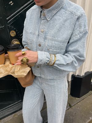 Homage Oversized Denim Jacket  - clear blue