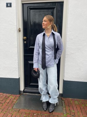 Homage Tailored Straight Jeans With Knot Detail - light vintage