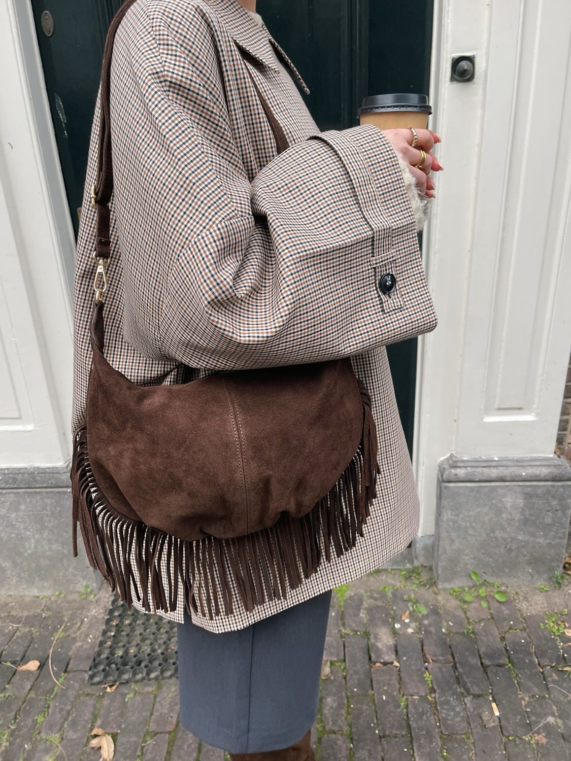 Bag Vromy Fringe Suede - Brown